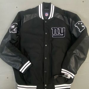 G-III New York Giants Black White Quicksnap Wool Leather Varsity Jacket Mens XL